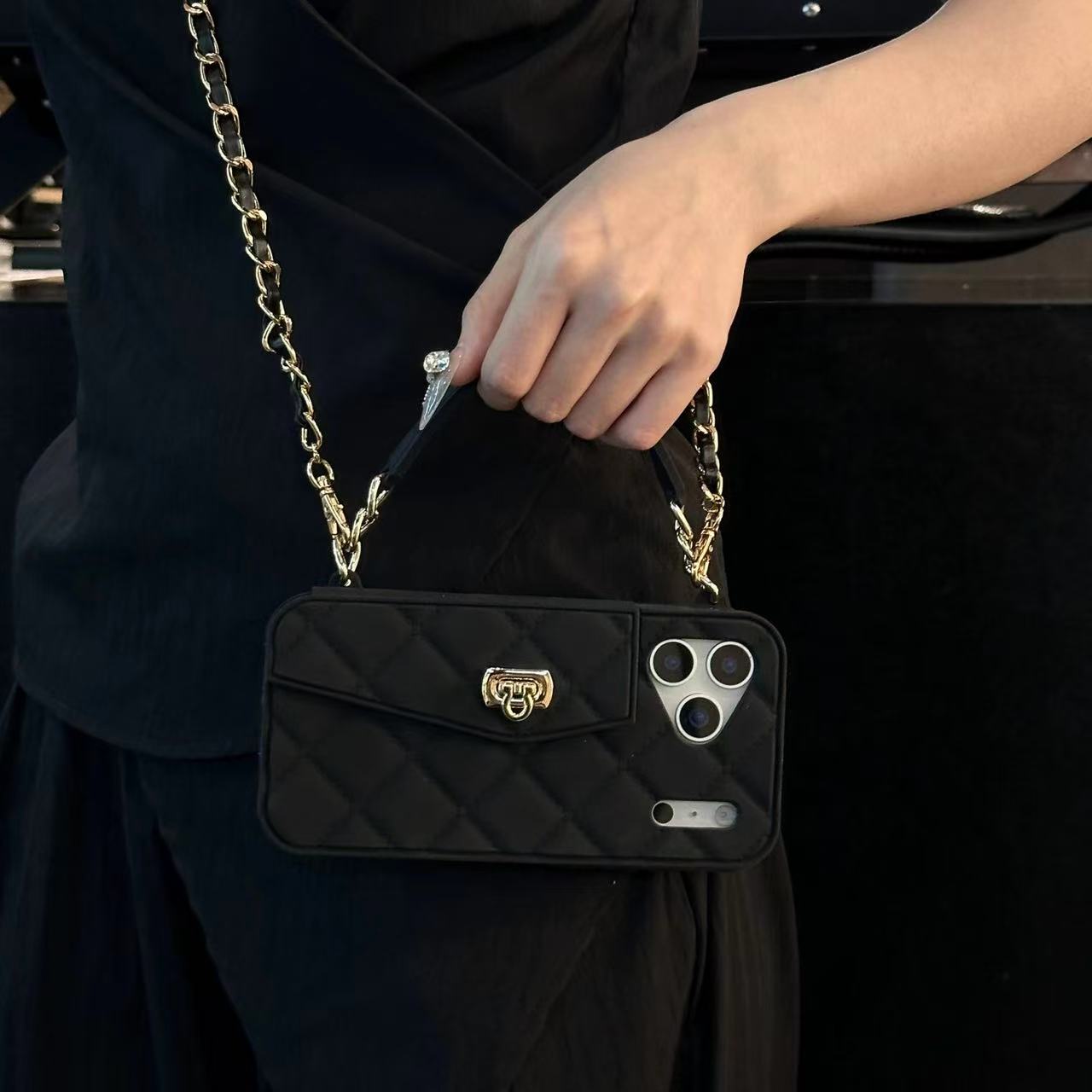 Luxe Quilted Wallet Phone Case with Wristlet & Cross Body Chain