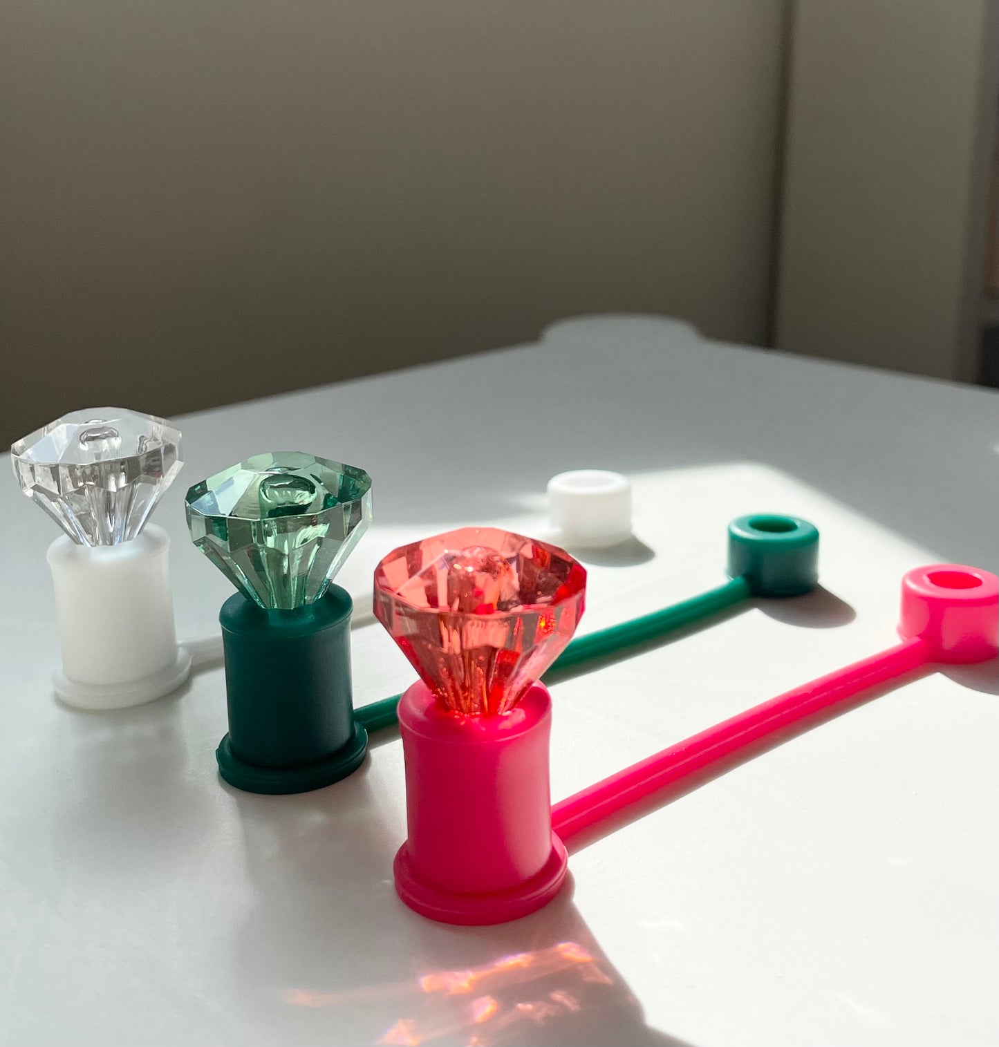 Festive Tri-Color Diamond Straw Toppers (3-Pack)