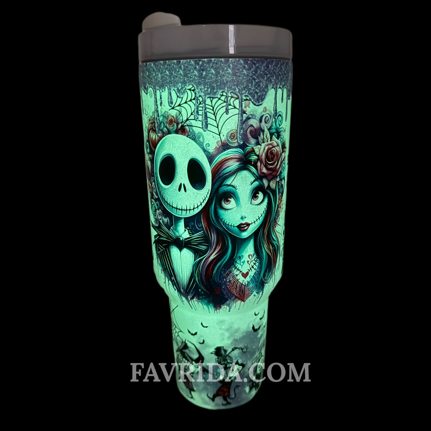 Sally & Jack Skellington Midnight Magic Glow-in-the-Dark 40 Oz Tumbler 🖤💀✨🎃 Limited Edition