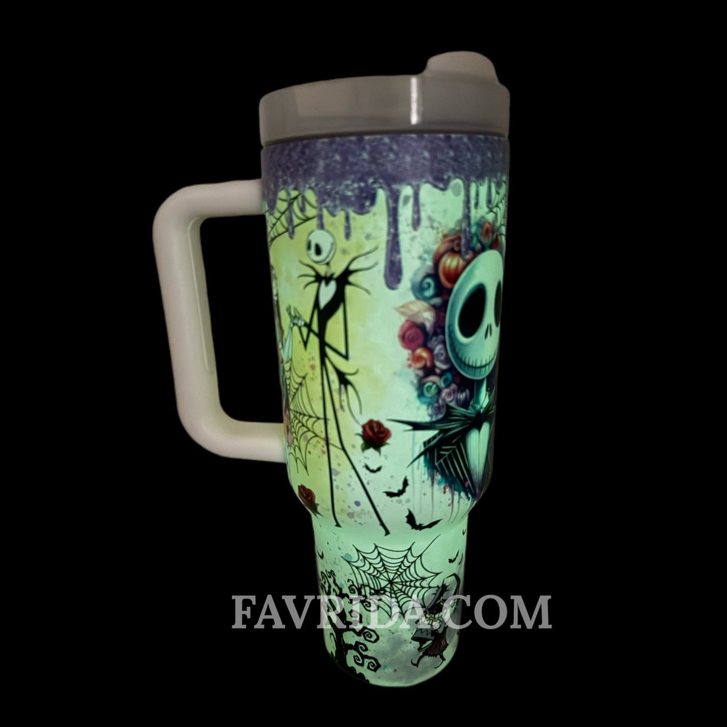 Sally & Jack Skellington Midnight Magic Glow-in-the-Dark 40 Oz Tumbler 🖤💀✨🎃 Limited Edition