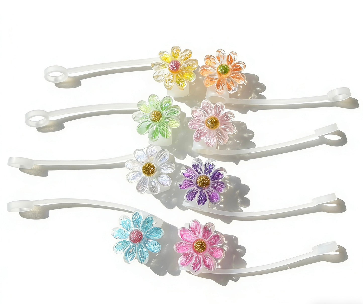 Crystal Bloom Daisy Straw Topper Set (8PCs)