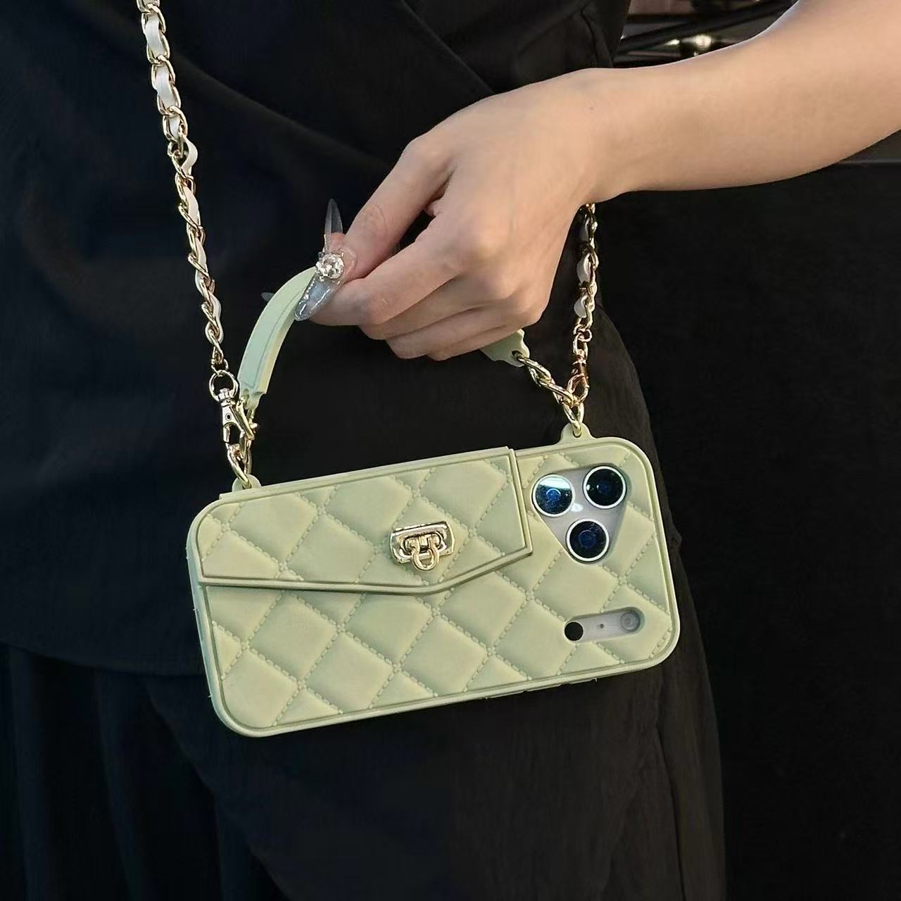 Luxe Quilted Wallet Phone Case with Wristlet & Cross Body Chain