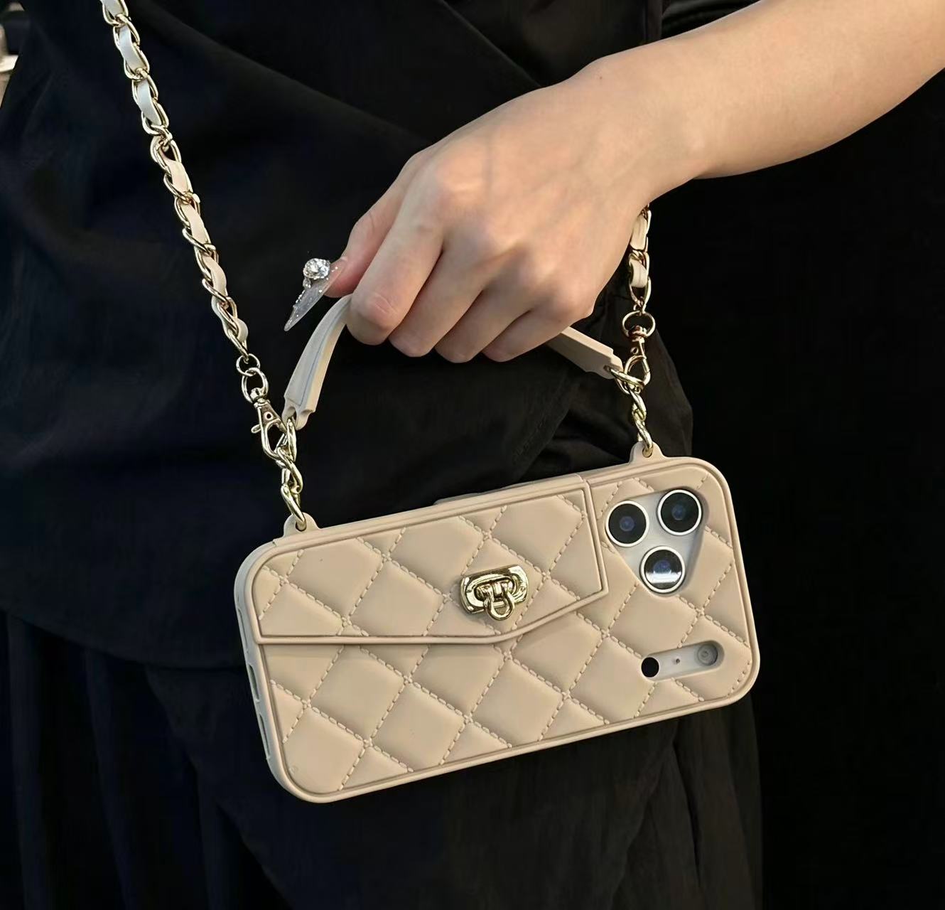 Luxe Quilted Wallet Phone Case with Wristlet & Cross Body Chain