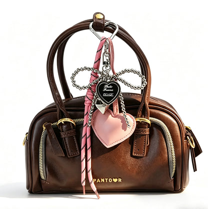 Heart Leatherette Charm Keychain