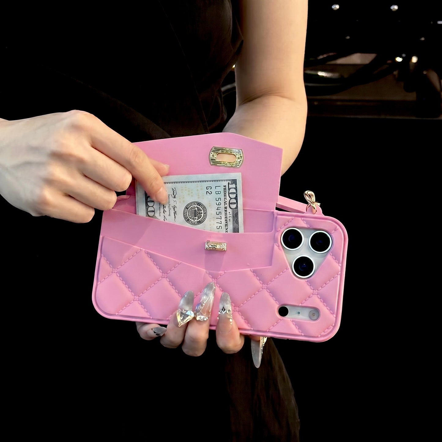 Luxe Quilted Wristlet Wallet Phone Case