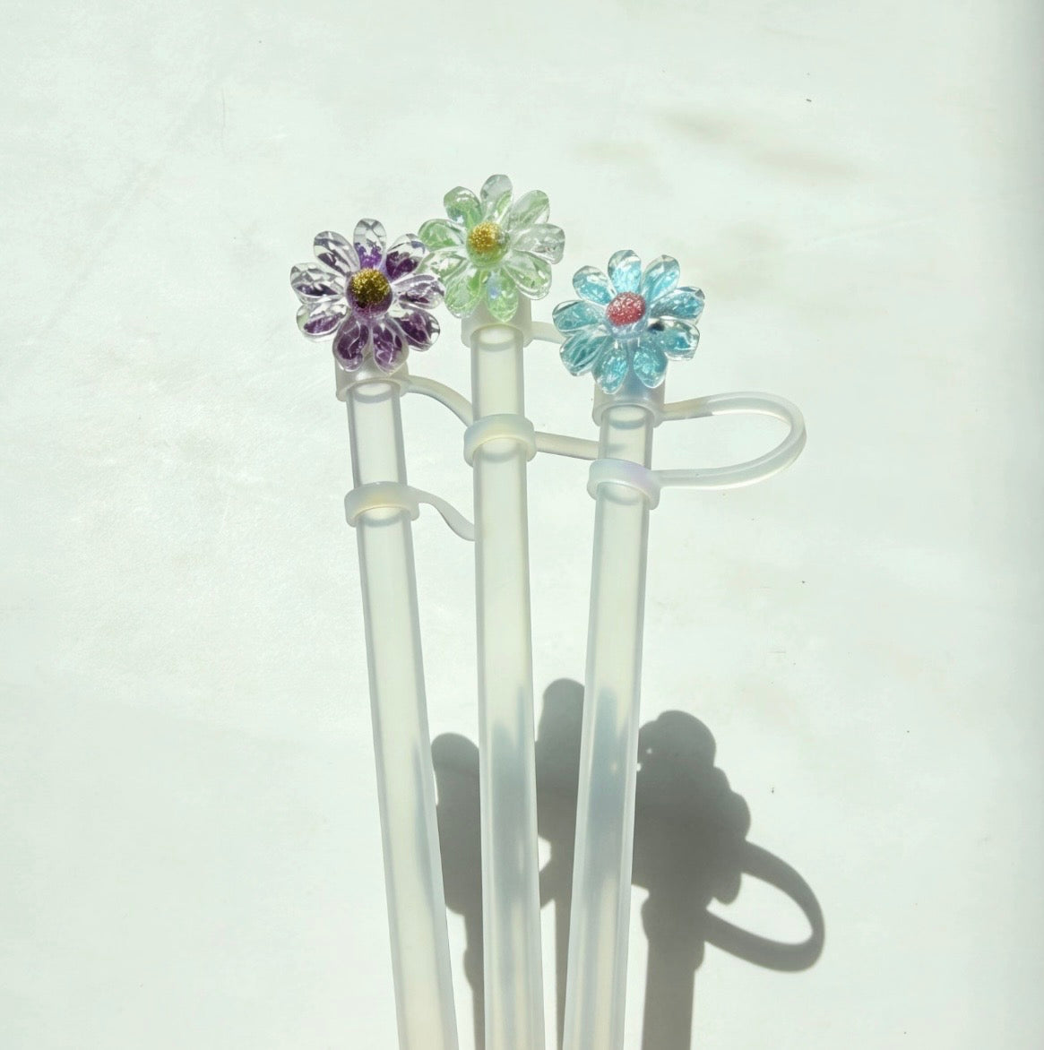 Crystal Bloom Daisy Straw Topper Set (8PCs)