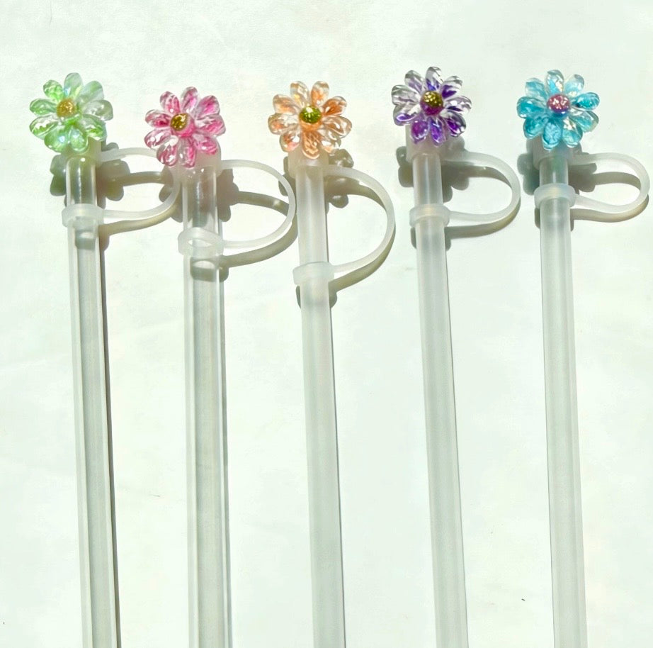 Crystal Bloom Daisy Straw Topper Set (8PCs)