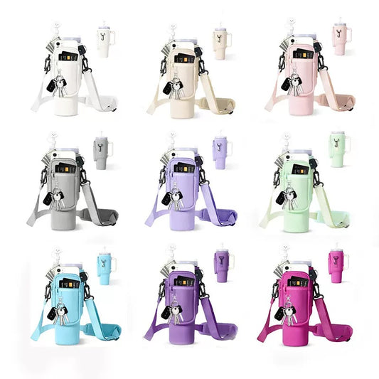 Matching Water Bottle Carrier Pouch with Phone Pocket &  Adjustable Strap