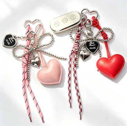 Heart Leatherette Charm Keychain