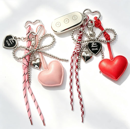 Heart Leatherette Charm Keychain