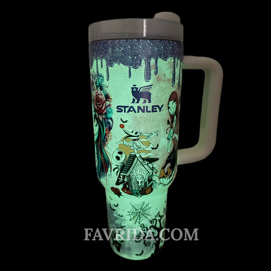 Sally & Jack Skellington Midnight Magic Glow-in-the-Dark 40 Oz Tumbler 🖤💀✨🎃 Limited Edition