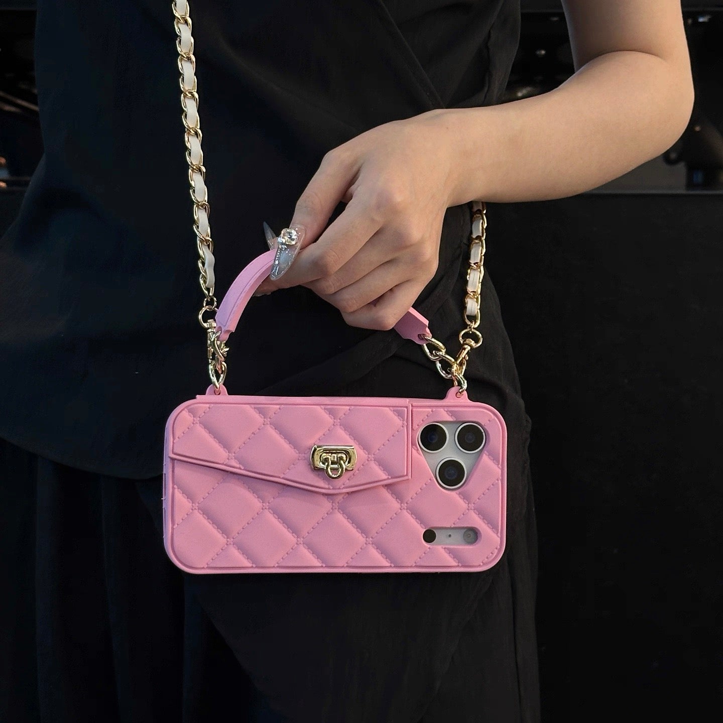 Luxe Quilted Wallet Phone Case with Wristlet & Cross Body Chain
