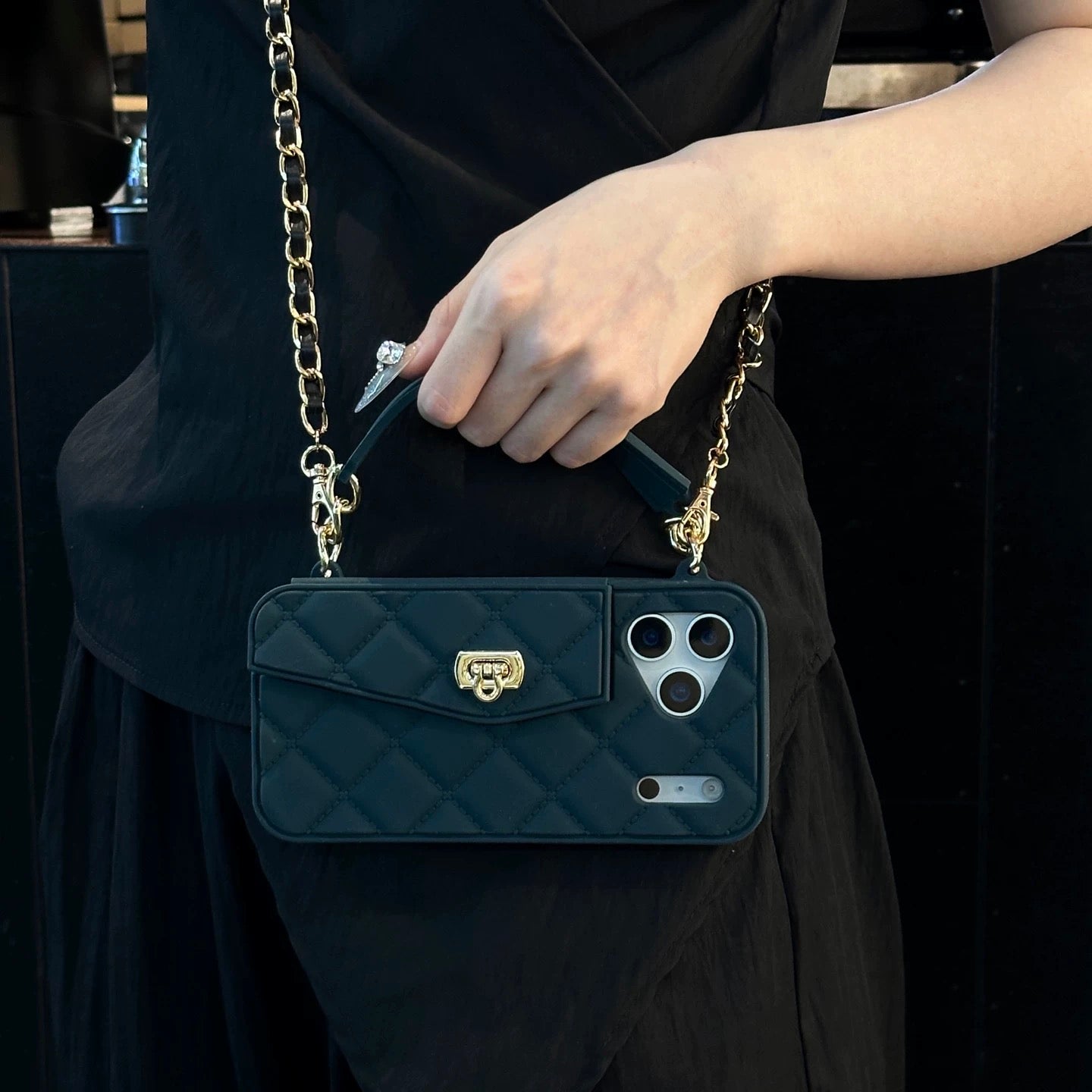 Luxe Quilted Wallet Phone Case with Wristlet & Cross Body Chain