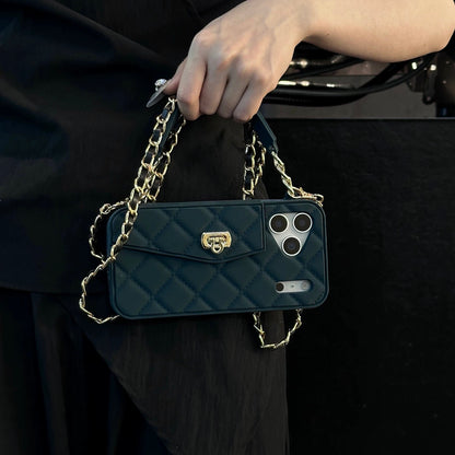 Luxe Quilted Wallet Phone Case with Wristlet & Cross Body Chain