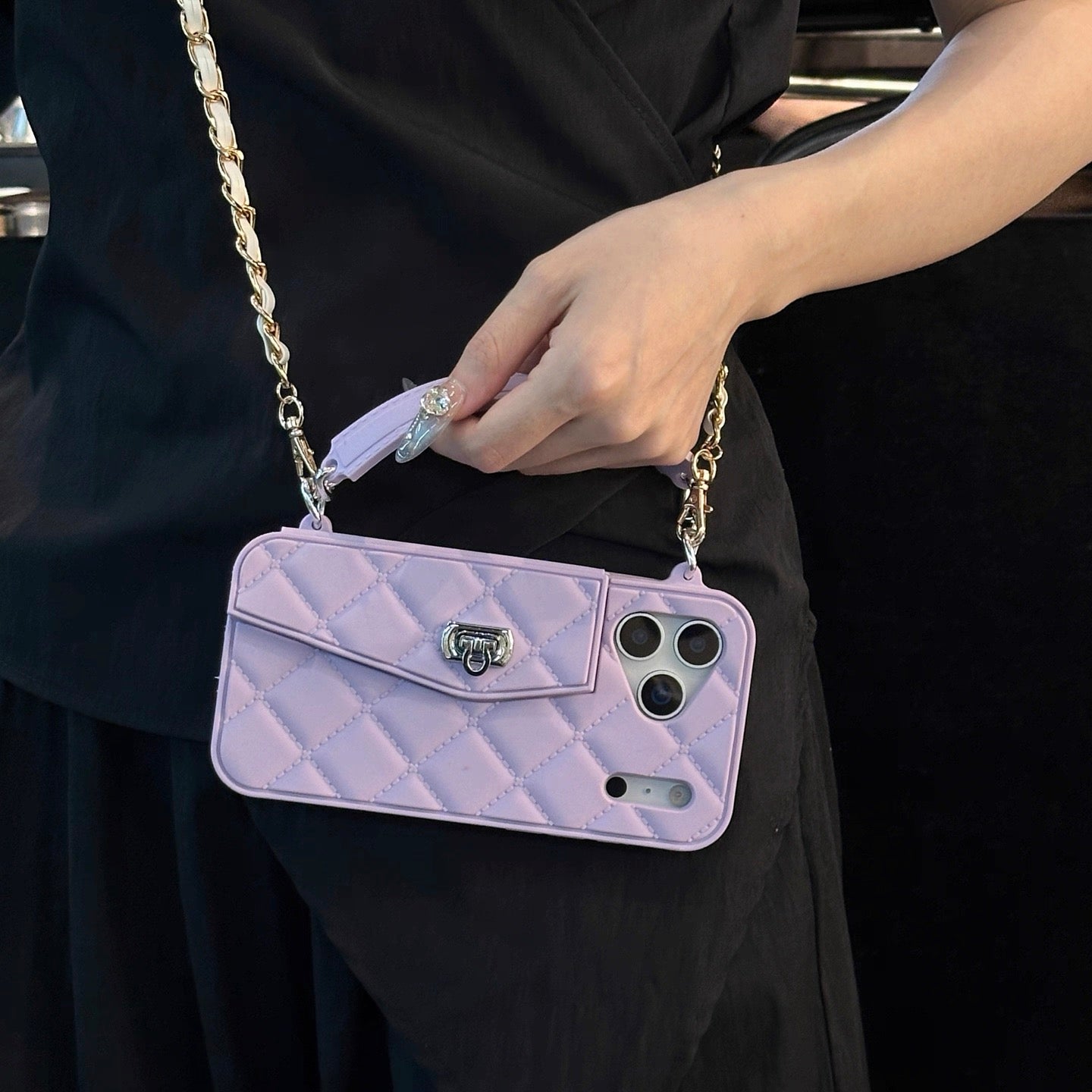 Luxe Quilted Wallet Phone Case with Wristlet & Cross Body Chain