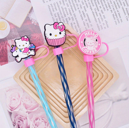 Hello Kitty Straw 6 PCs Toppers Set